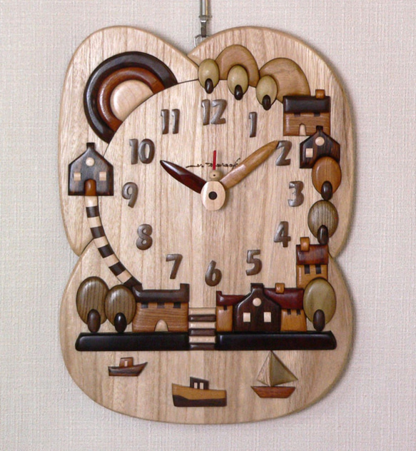 Woody picture & clock 　プロバンス　港の見える街