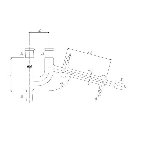 旭製作所 セミ・ミクロ 冷却器付クライゼン形連結管 15/20 2746-1M-100 1個 65-1838-42（直送品）