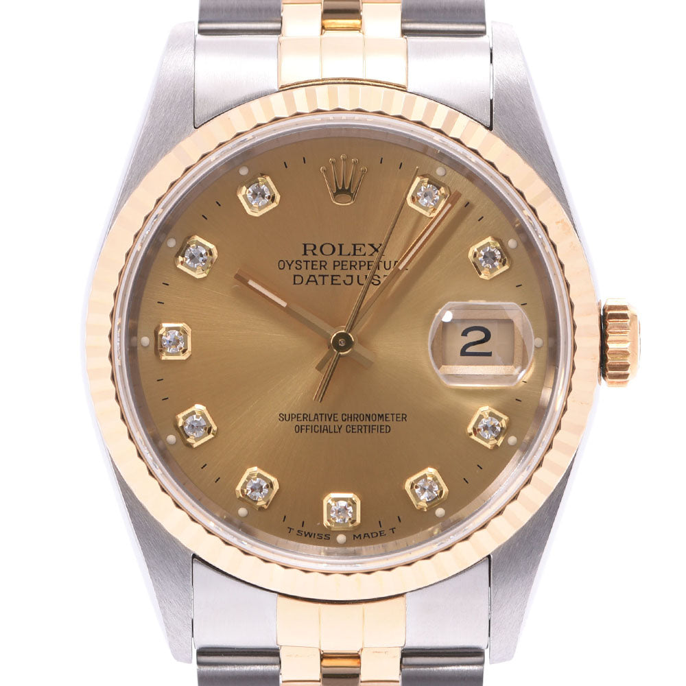 ROLEX ロレックス デイトジャスト 10Pダイヤ 16233G メンズ YG/SS 腕時計 自動巻き シャンパン文字盤 Aランク 中古 