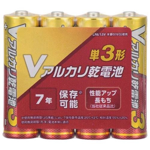 オーム電機 LR6VN4S Vアルカリ乾電池 単3形 4本パック