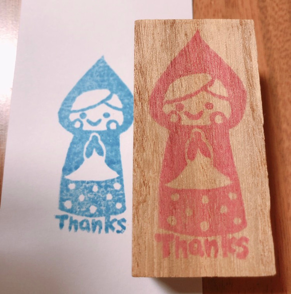 赤ずきんちゃんのTHANKSはんこ。