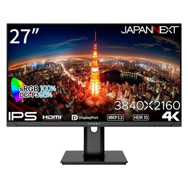 ジャパンネクスト  27インチ 4K液晶ディスプレイ(3840x2160/IPS/DP/HDMIx2) JN-IPS2710UHDR-HSP（直送品）