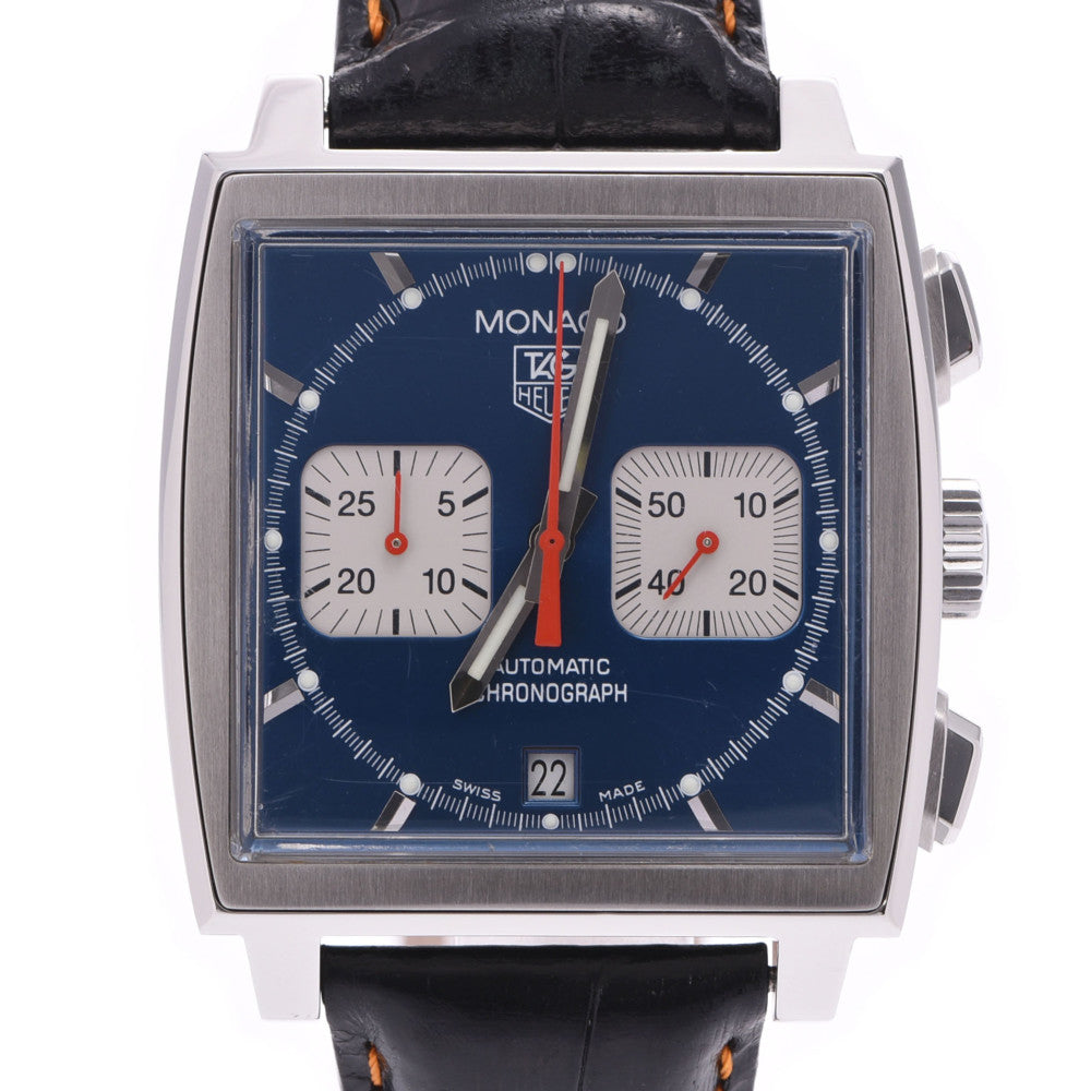 TAG HEUER タグホイヤー モナコ CW2113-0 メンズ SS/革 腕時計 自動巻き 青文字盤 ABランク 中古 