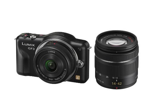 Panasonic ミラーレス一眼カメラ LUMIX GF3 ダブルレンズキット エスプリブラック DMC-GF3W-K【中古品】