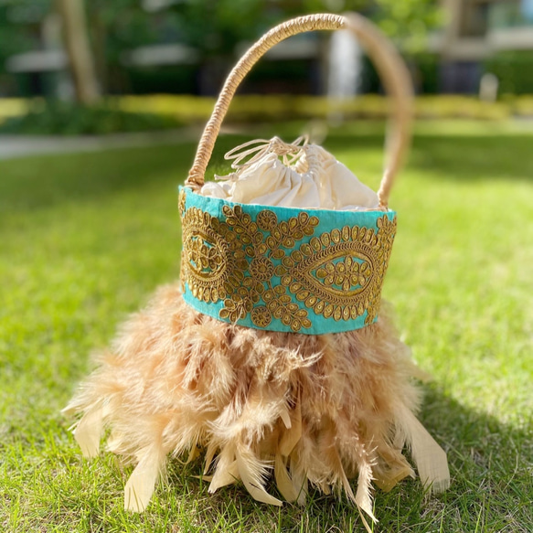 grege feather bag（キャメル）