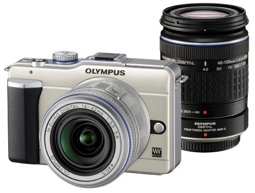 OLYMPUS ミラーレス一眼 PEN E-PL1ダブルズームキット シャンパンゴールド E-PL1 TLMK GLD【中古品】