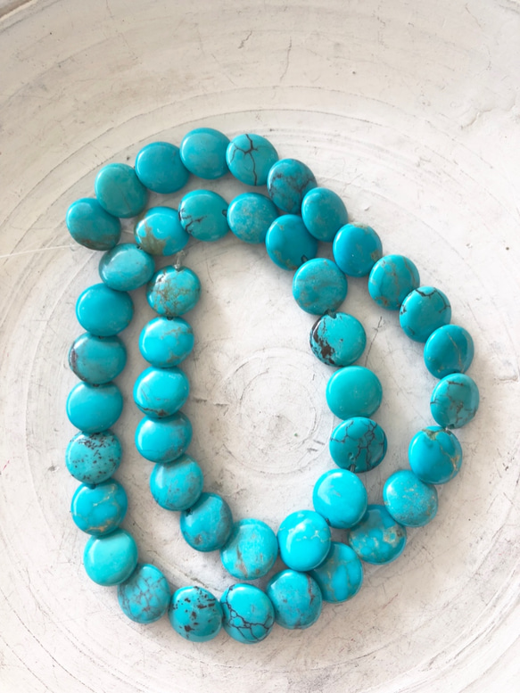 turquoise coin beads 1連