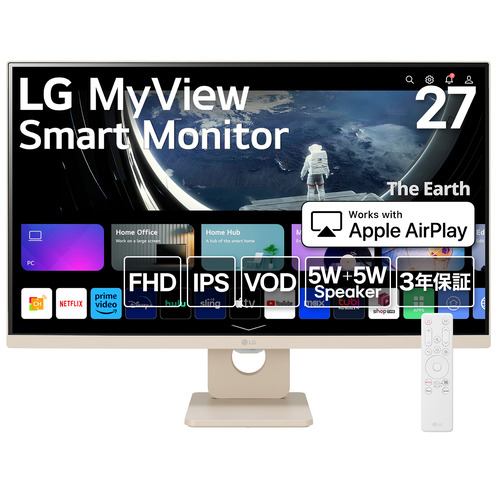 LGエレクトロニクス 27SR50F-E MyView Smart Monitor 27型／IPS／フルHD／webOS23／3辺フレームレスベージュ