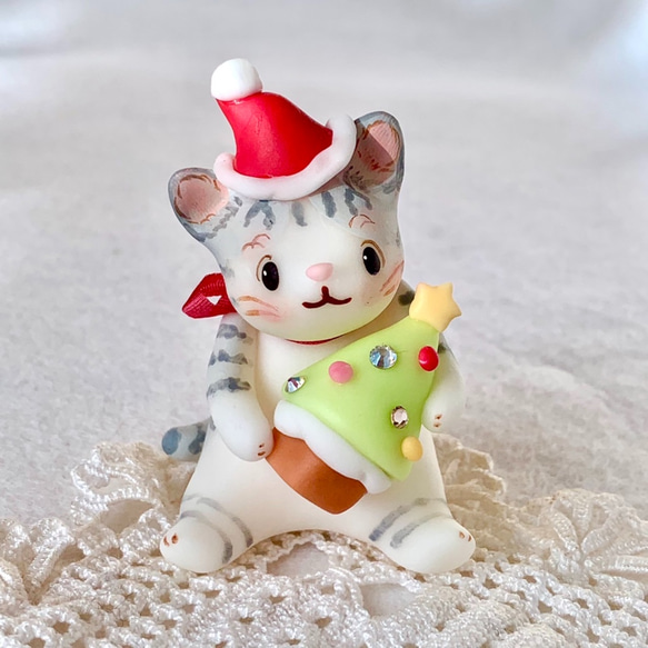 ねこ　サンタクロース　クリスマスツリー　E