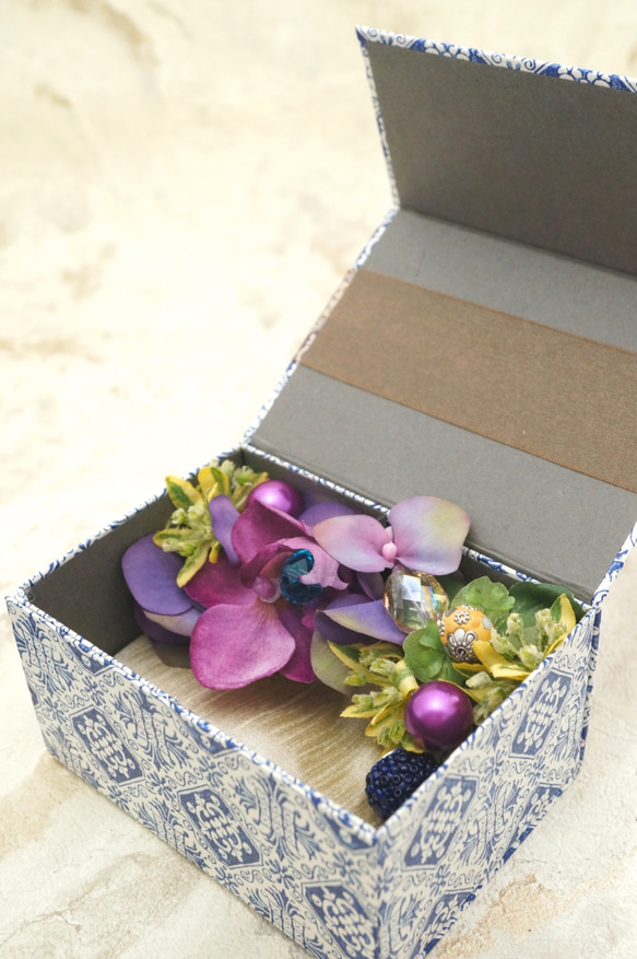 【母の日ギフト期間限定送料無料】お花いっぱいの宝物box (blue)