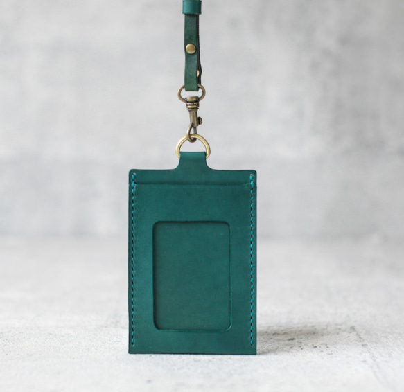 Lake green leather ID card case