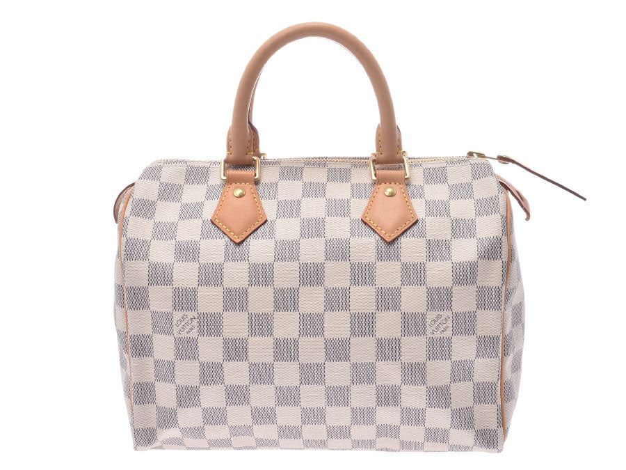 ルイヴィトン アズール スピーディ25 現行 白 N41371 レディース メンズ 本革 ハンドバッグ Aランク LOUIS VUITTON 中古 