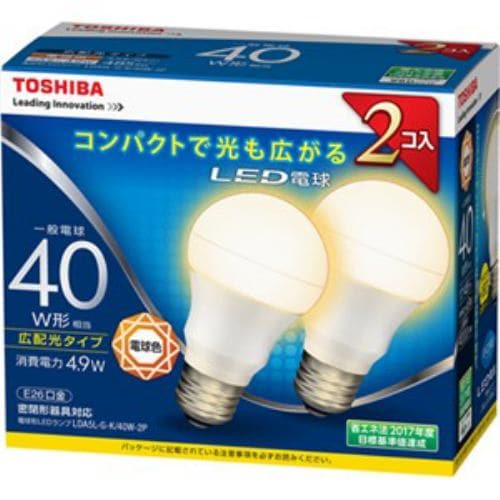 東芝 LDA5L-G-K/40W-2P LED電球（一般電球形・全光束485lm/電球色・口金E26）2個入り