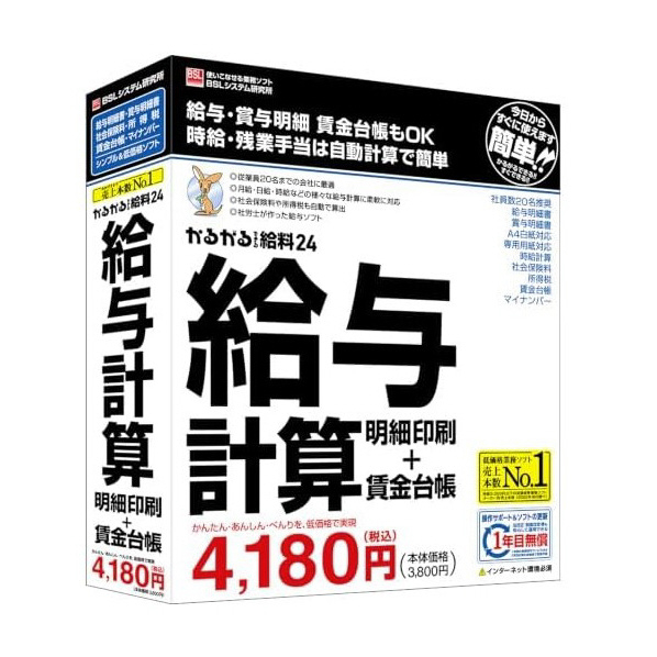 BSLシステム研究所 かるがるできる給料24 かるがるできるシリーズ ｶﾙｶﾞﾙﾃﾞｷﾙｷﾕｳﾘﾖｳ24WC