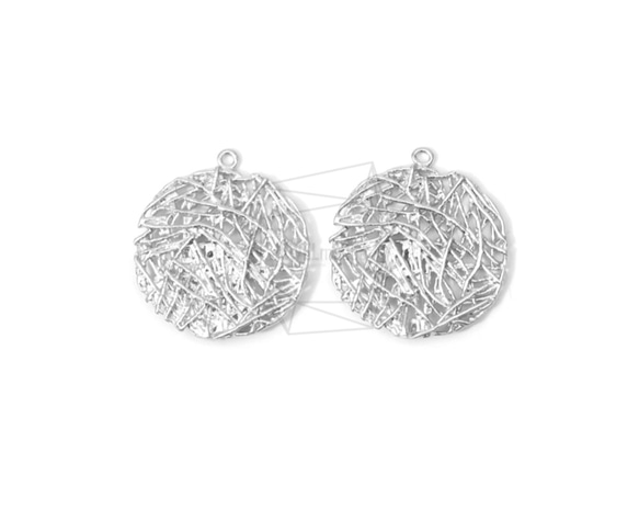 PDT-1297-MR【2個入り】サークルネットペンダント,Circle Netted Texture Pendant