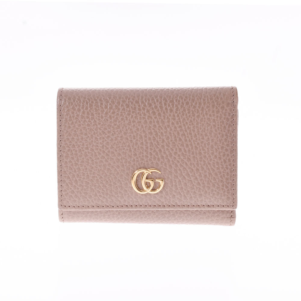 GUCCI グッチ GGマーモント コンパクトウォレット ベージュ 474746 レディース レザー 三つ折り財布 Aランク 中古 