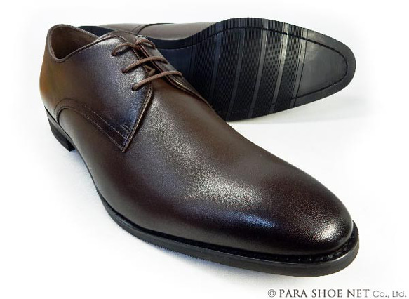 PARASHOE 本革 プレーントゥ ビジネスシューズ 濃茶 4E（EEEE）27.5～32cm（PS1809-DBR）