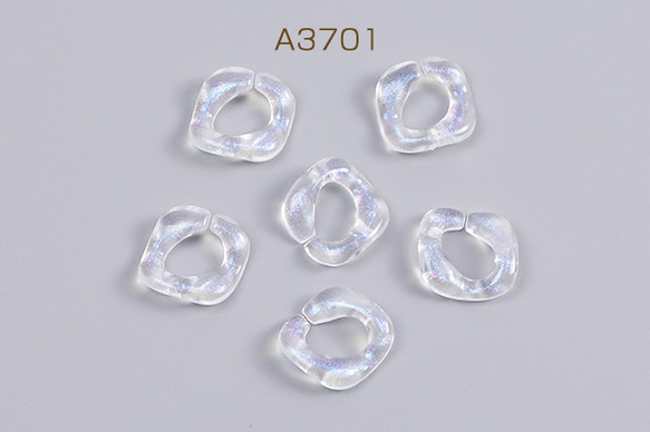 A3701 90個 アクリルチェーンパーツ 15×15mm クリアブルー 3x（30ヶ）