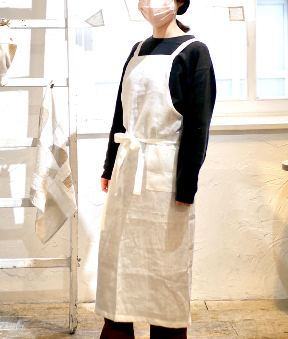 LINEN APRON c/#WHITE