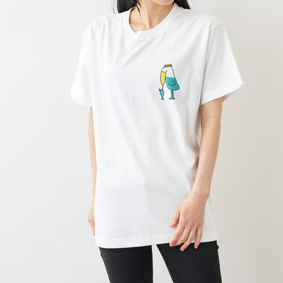 選べるジュース！ジュース大好きハシビロコウ Tシャツ ホワイト