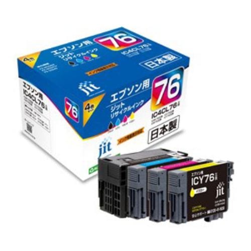 ジット JITAE764P エプソン EPSON：IC4CL76（大容量）（4色パック）対応 ジット リサイクルインクカートリッジ 目印：地球儀