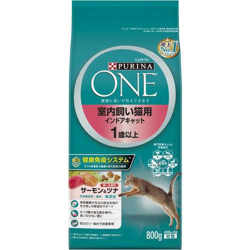 ネスレ日本 ワンキャット室内飼い猫用インドアキャット1歳以上サーモン&ツナ 800g