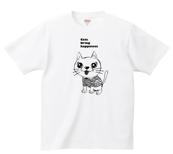 猫 ネコ ねこ tシャツ ボーダー かわいい シュール 猫イラスト おもしろい 面白い 猫ティーシャツ 猫好き