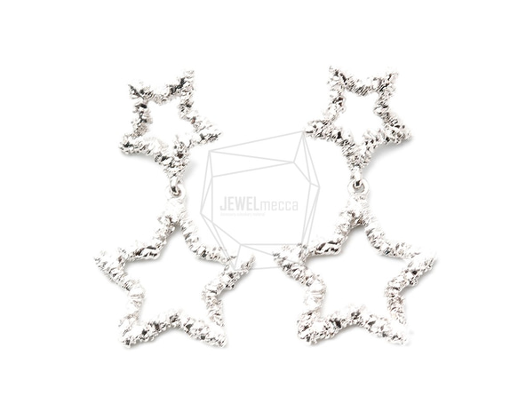 ERG-1292-R【2個入り】スター&スターピアス,Linked star and star Post Earring