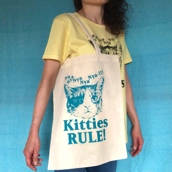 Kitties RULE! エコバッグ(アクア)