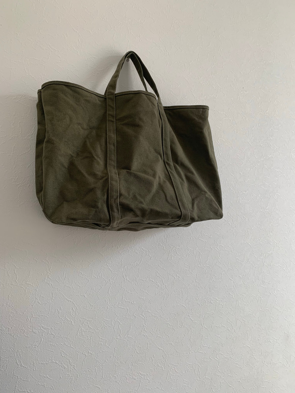 【A4対応】帆布　BASIC TOTE ( L ) アッシュアーミー