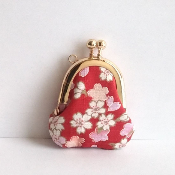 小さいがま口♪豆姫♪小さい財布,小銭入,ポーチ,サコッシュ,clasp,桜,花,花吹雪,sakura