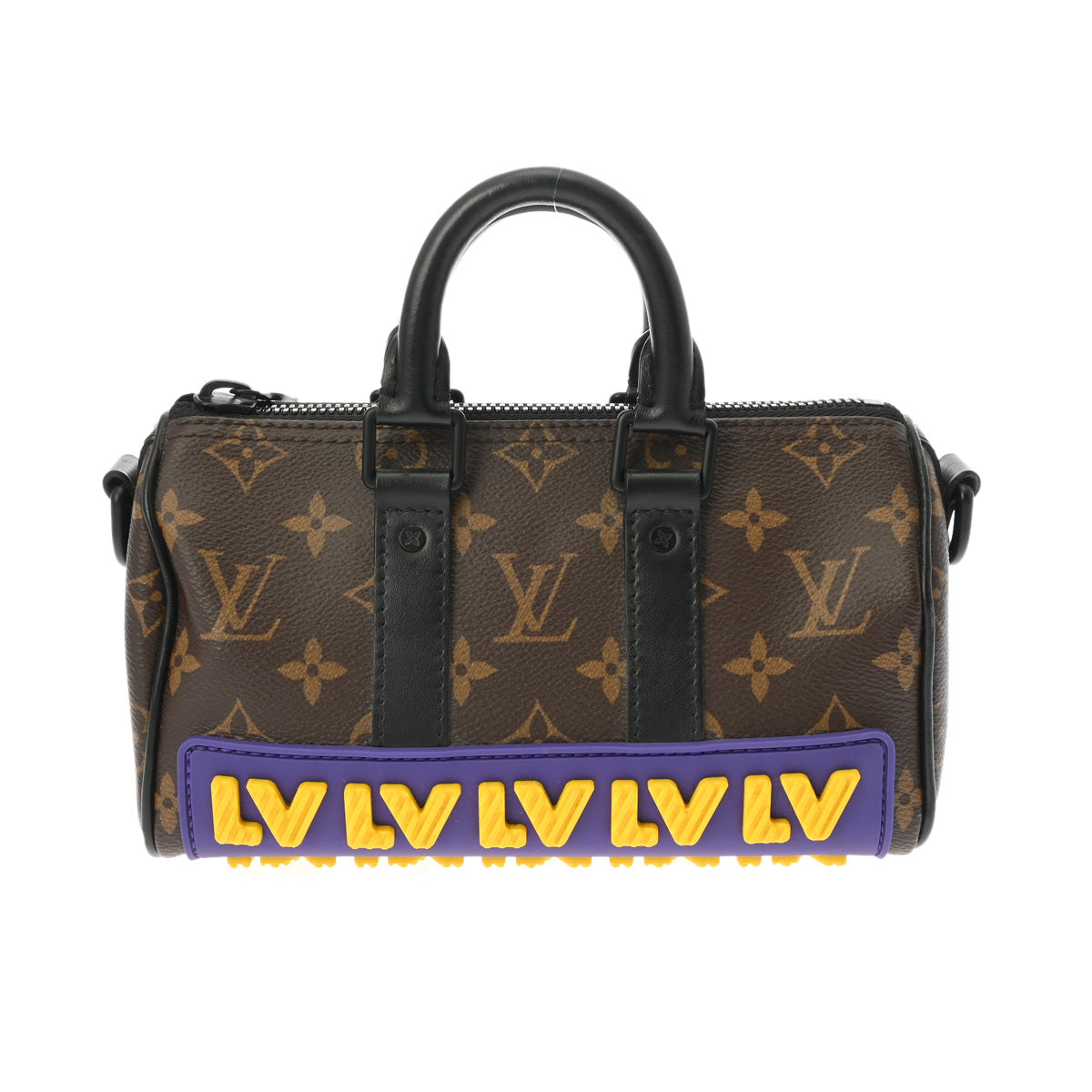 LOUIS VUITTON ルイヴィトン モノグラム キーポル XS LVラバー ブラウン/ブラック M45788 メンズ モノグラムマカサー ハンドバッグ ABランク 中古 