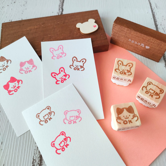 【OKはんこ　1つ630円】『うさぎ、くま、ねこ』消しゴムはんこ