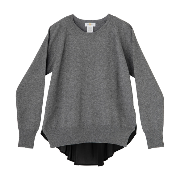 《送料無料》manymerry イタリア糸 カシミヤ混クルーネックバックシャツ GREY