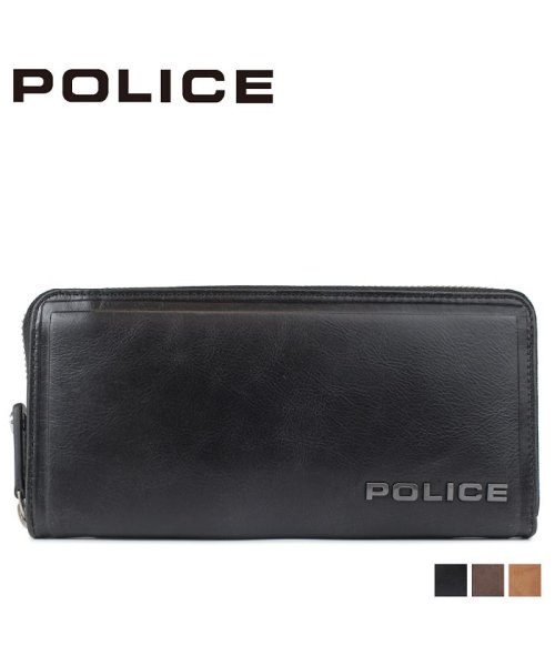 ポリス POLICE 財布 長財布 メンズ ラウンドファスナー レザー EDGE ROUND WALLET ブラック キャメル ダーク ブラウン 黒 PA－58