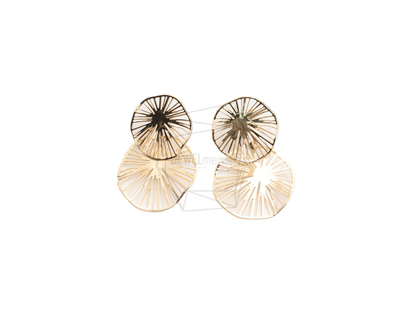 ERG-2605-G【2個入り】リンクサークルピアス/Linked Circle Earrings Post Earr