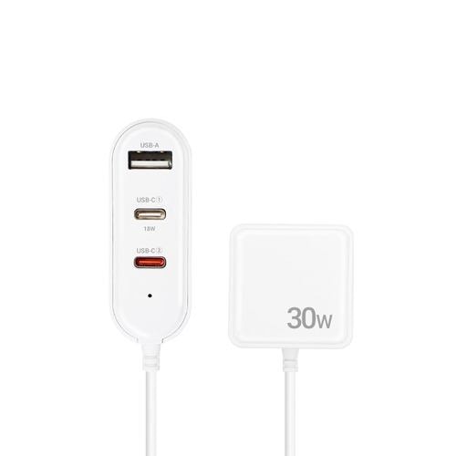 エアージェイ AKJ-SPPD30 USBハブ付 コンセント充電器 USB-A×1ポート USB-C×2ポートPD30W対応ホワイト