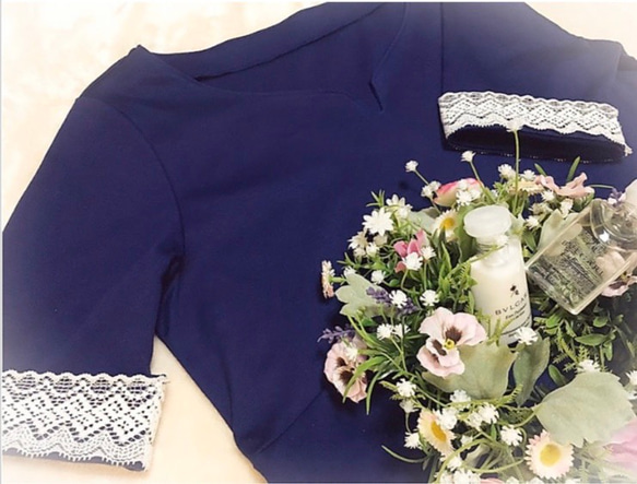 Cotton Night Dress - Navy - ワンピース・チュニック