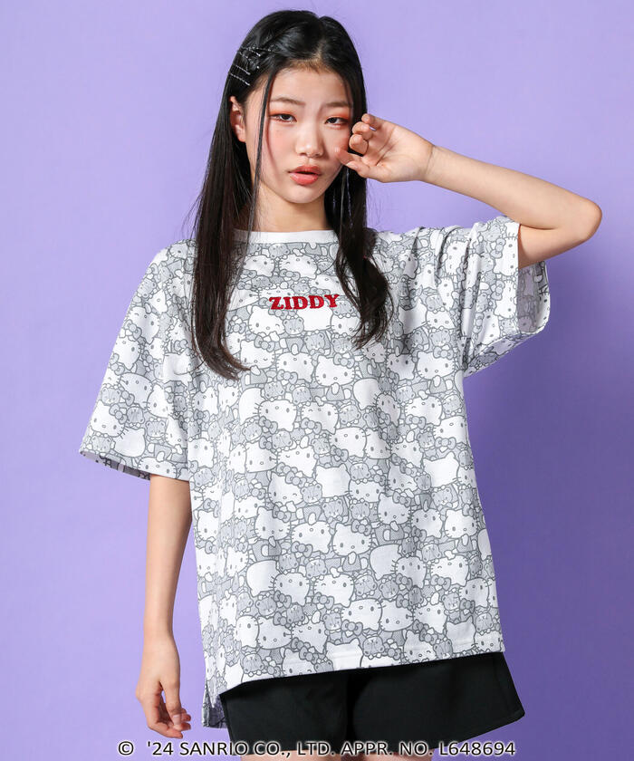 ジディー/【 ニコ☆プチ 掲載 】【ハローキティ×ZIDDY】総柄BIGTシャツ(130~