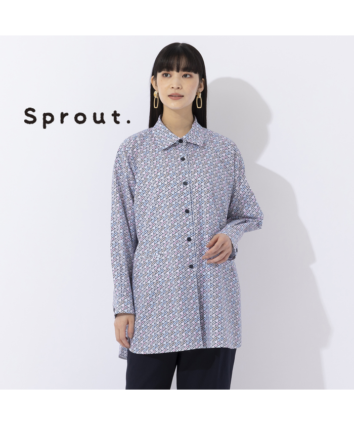 リリアンビューティ/【Sprout.】トルコ製素材　幾何プリントブラウス