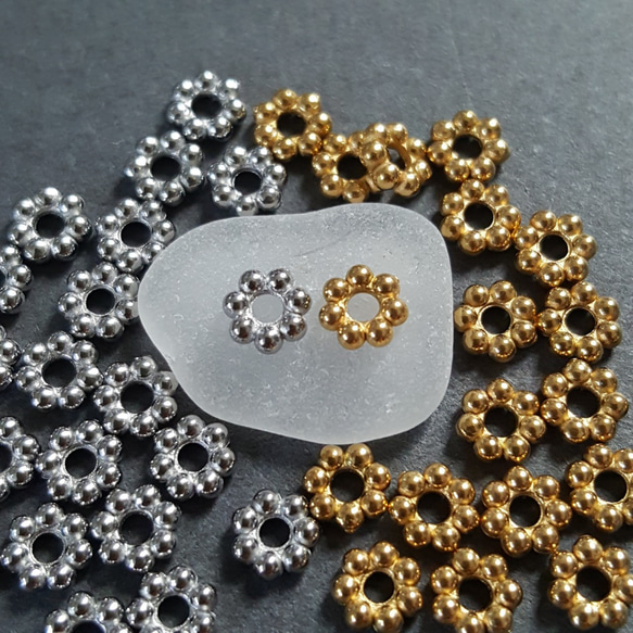 [10pcs] オール ステンレス  4mm フラワー スペーサー ロンデル  金属アレルギー対応