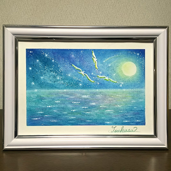 パステルアート　月光飛行　パステル画原画