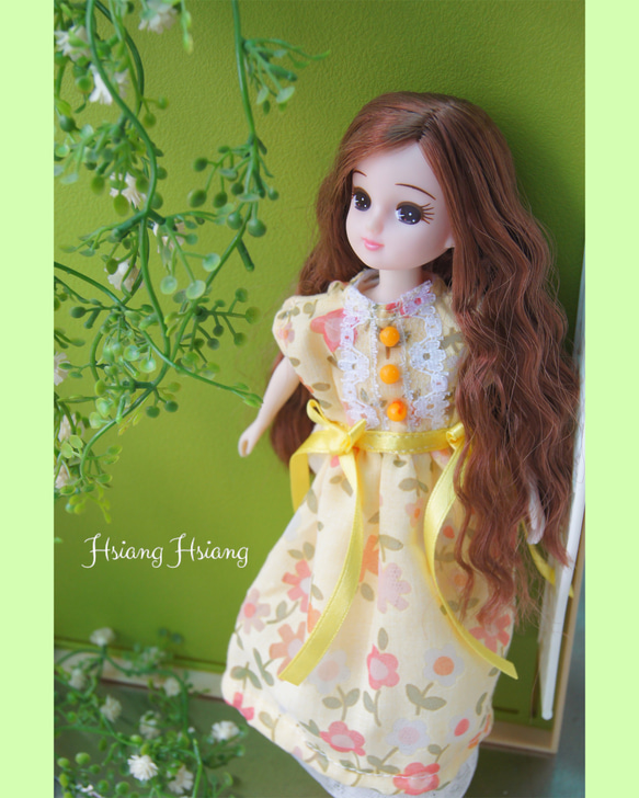 **Hsiang Hsiang**  licca-chan dress  ♡リカちゃんの服   春色レースお花ワンピース