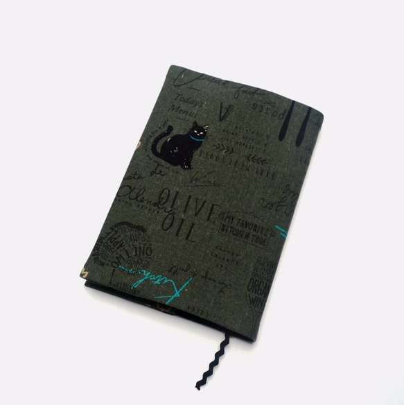 Cats menu book cover with bookmark handmade Print Cotton Fa