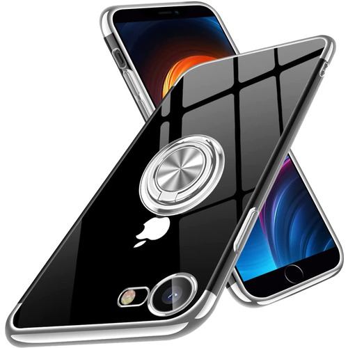 ロイヤルモンスター RM-SE2RingSV iPhone SE2用リング付きケース クリアー×シルバー