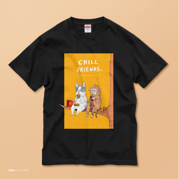 「CHILL FRIENDS 犬猿の仲？」コットンTシャツ/送料無料