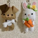 …受注生産…ハンドメイド  フェルト　ストラップ　マスコット　ウサギちゃんとイヌくん