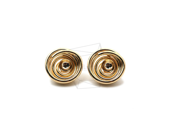 ERG-1042-G【2個入り】スワールピアス/Swirl Post Earrings/17mm X 17mm