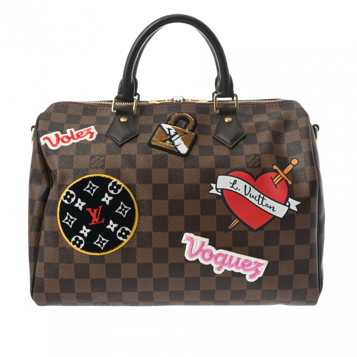 LOUIS VUITTON ルイヴィトン ダミエ スピーディ バンドリエール 30 パッチーズ 2WAY ブラウン N40060 レディース ダミエキャンバス ハンドバッグ ABランク 中古 