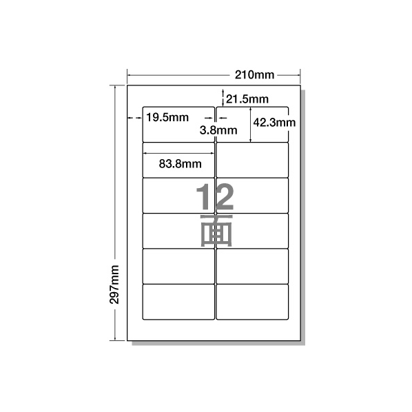 NANA ラベルシールナナワードA4 12面 四辺余白 500枚 F815011-LDW12PG